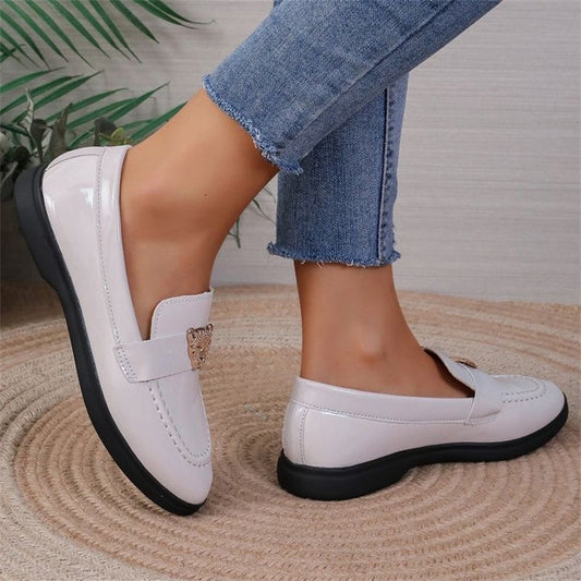 Cloud Leopard Handmade Off-White Patent Leather Loafers