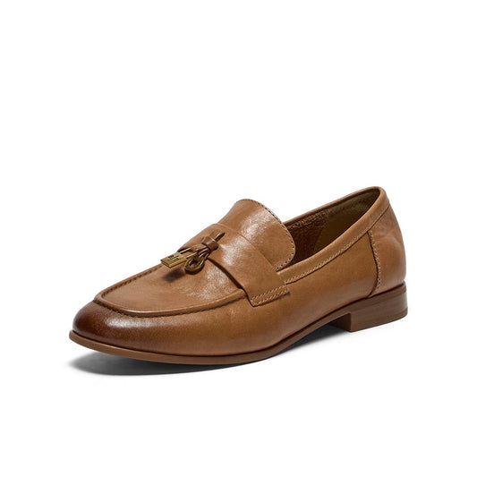 Caramel Gold Knot Handmade Vegetable Tanned Leather Loafers