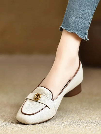 Women's extra soft sheepskin loafers, round toe, 3cm chunky heel, soft sole, soft upper.